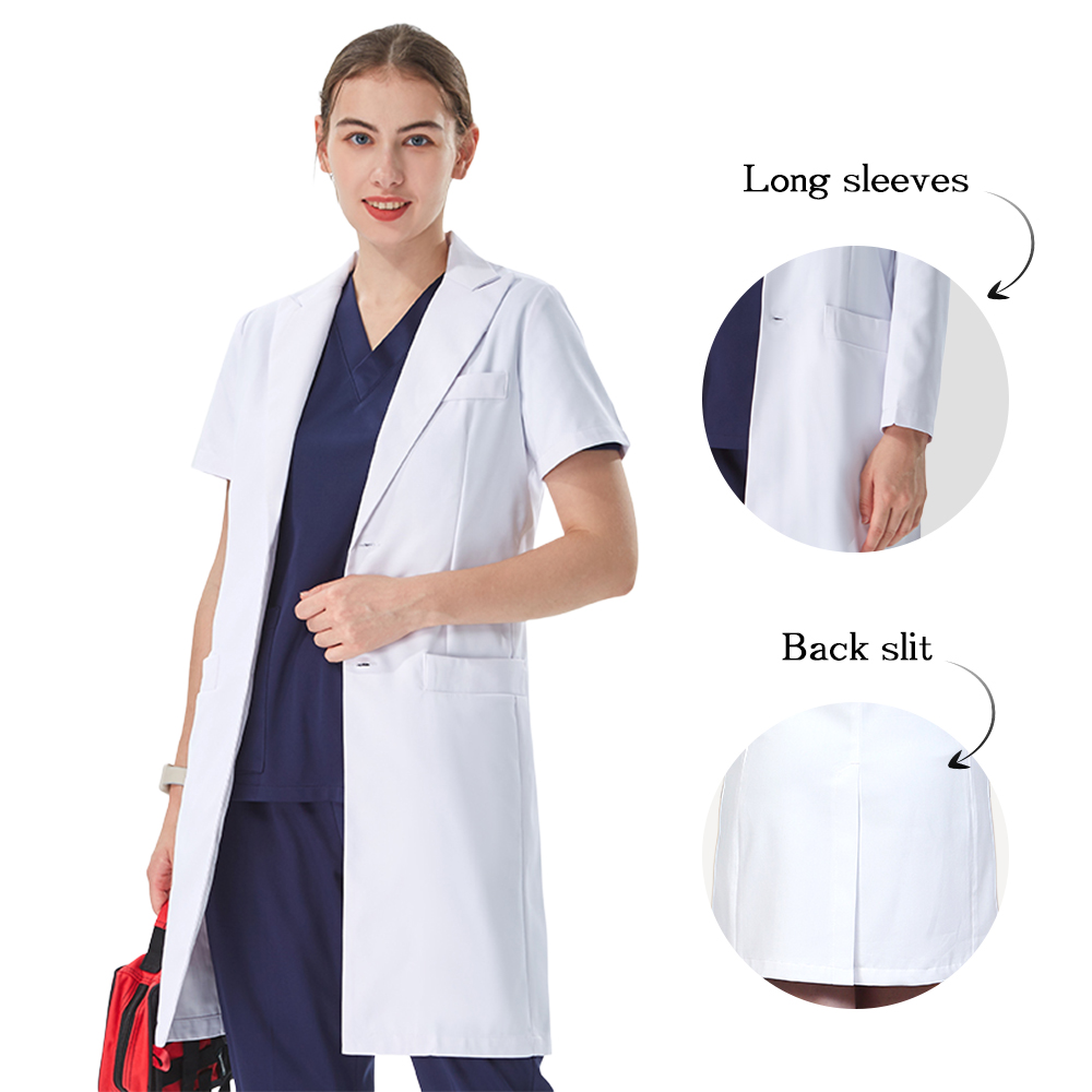 Medical Lab Uniform - Белый медицинский халат с отложным воротником